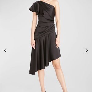Theia Lara One Shoulder Flutter Sleeve MIDI Dress SZ 10. NWT